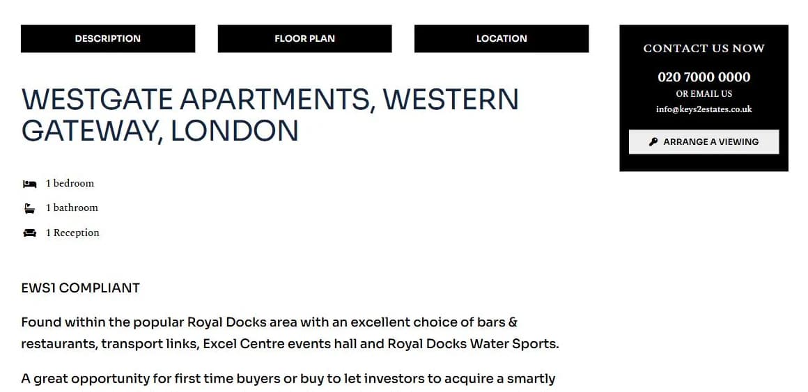 A full page for every property - Keys2 demo agency website
